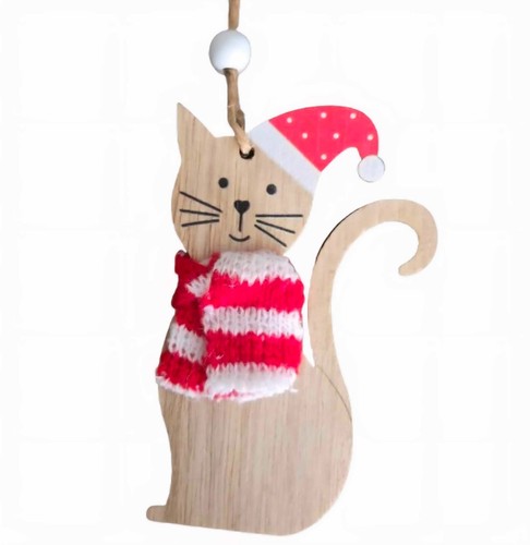 Cat hanging wooden - wooden, christmas