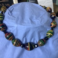 Vintage Murano? Adventurine Stripe Glass Necklace