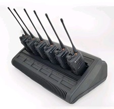 Set of 6x Motorola GP340 UHF Walkie-Talkies + Impres Charger + NEW BATTERIES