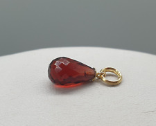 9ct Yellow Gold Garnet Bracelet Charm Natural Faceted Stone 10mm 9k Split Ring