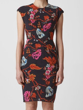 BNWOT Whistles scarf print silk blend body con dress size 10