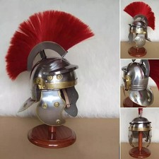 Medieval Knight Historical Armour Roman Officer Centurion Helmet with Red Plume.