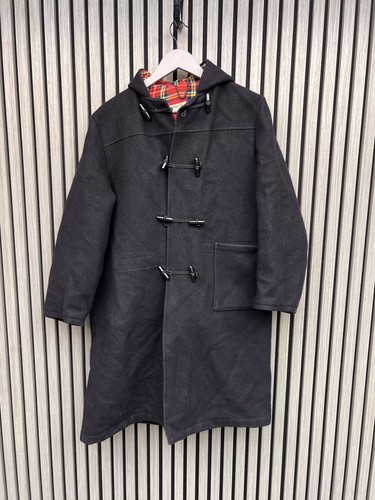 Vintage black wool duffle coat - wool,