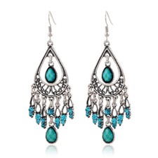 Fashion Women Silver Turquoise green Blue Stone Earrings Boho Charm Jewelry Gift