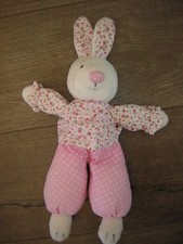 JELLYCAT WHITE BUNNY RABBIT FLORAL TOP AND EARS SPOTTY TROUSERS SOFT TOY
