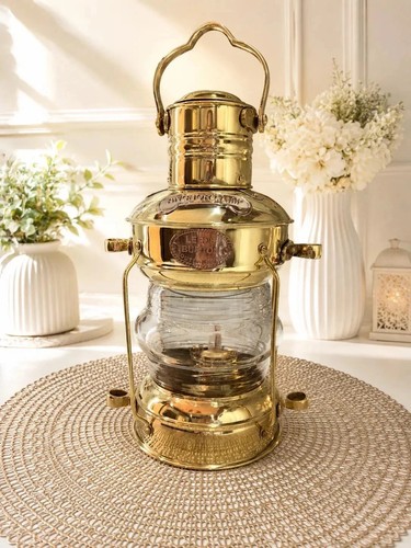 Nautical brass anchor lantern - brass,