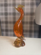 Orange Yellow Vintage Glass Bird  27cm
