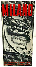 Vintage Milan Italy Map Street Guide Travel Tourist Brochure 1940s-1950s