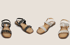 M&S COLLECTION Womens Sparkle Flat Sandals Sandal Black Silver Flats