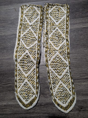 Hand knitted afghan slippers - hand,