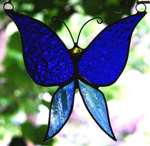 Handmade stained glass - glass, blue