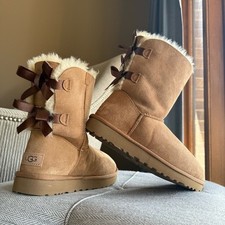 HOT!! Women's UGG Bailey Bow II Boots Suede Fur Lined Winter