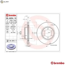 2x BRAKE DISC 09.A204.11 FOR