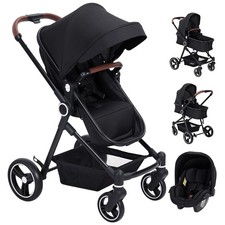 3 in 1 Pram Travel System Pushchair Set Folding Reclining Design up to 26kg