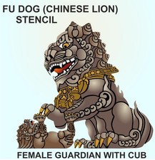 Large Fu Dog Lion STENCIL