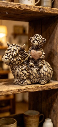 Highland cow and calf with - cow,