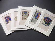 1847 Church Stained Glass  Window Coloured Book Illustrations Charles Winston