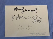 Andy Warhol, Keith Haring, Claes Oldenburg - Amazing Triple Hand Signed Page