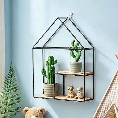 Floating shelf iron - iron, acacia