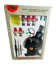 Vintage Microscope Kids Retro Boxed With Slides 750x School Student