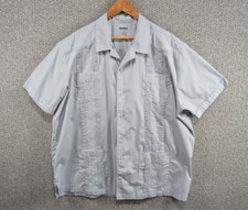 King Size Men's Light Blue Guayabera Yucatan Cuban Style Button Shirt Big 2XL