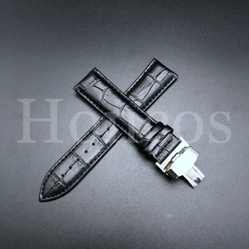 20mm black leather watch - black,