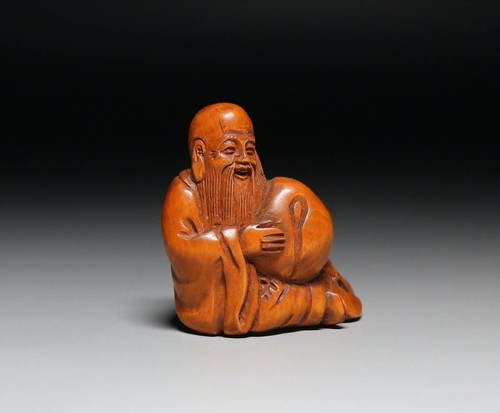 Netsuke jurojin yellow yang - ,