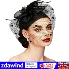 Womens Fascinator Hat with Veil Party Hat Wedding Hat Pillbox Hat Bowler