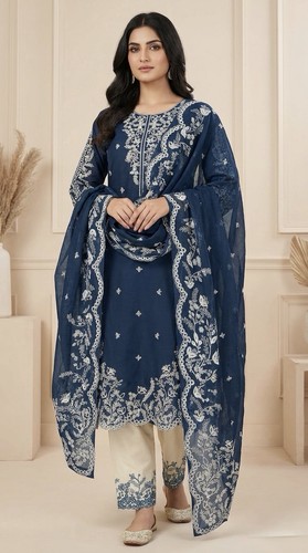 Women zinc blue embroidered - blue,