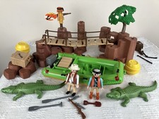 Playmobil Figures Scarecrow Crocodile Treasure Hunters Raft & Rope Bridge
