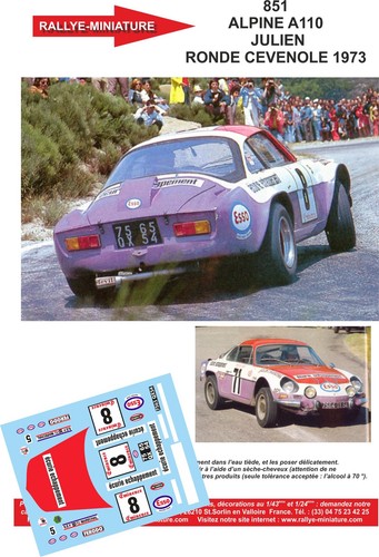 Decals ref 0851 alpine - 1/43,