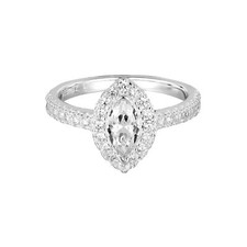 Sterling Silver Pave Marquise Engagement Ring