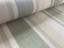 Laura Ashley Awning Sage Green Stone Stripe Fabric Per Meter