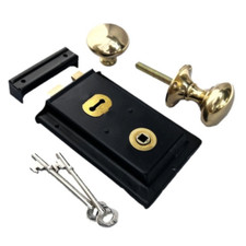 Solid brass black rim lock - brass,