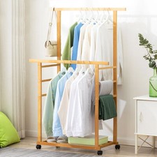 Rolling Bamboo Clothes Rail