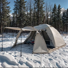 Fireproof 2 Person Winter Tent Waterproof Tunnel with Stove Jack and Snow Skirt