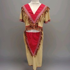 Ladies 2 Pce Native American Indian Costume Pocahontas Fancy Dress 12 Wild West 