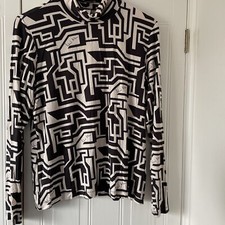 H&M Richard Allen XL black & cream roll neck jersey Top long sleeve Strech New