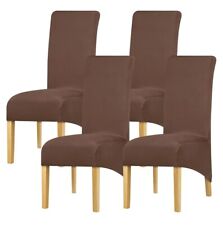 4 Leorate XL Spandex Chair Covers – Thin Stretch Dining Seat Slipcovers