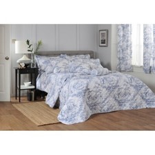 100% Cotton Toile Bed Linen Accessories in Blue & White 200 Thread Count Lyndon