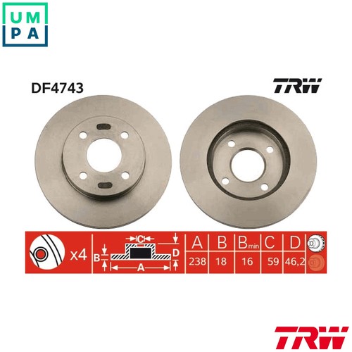 Brake disc df4743 for - 2x,