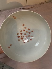 Vintage Japanese Egg Shell Porcelain Bowl –Painted Maple Leaf & Landscape Design