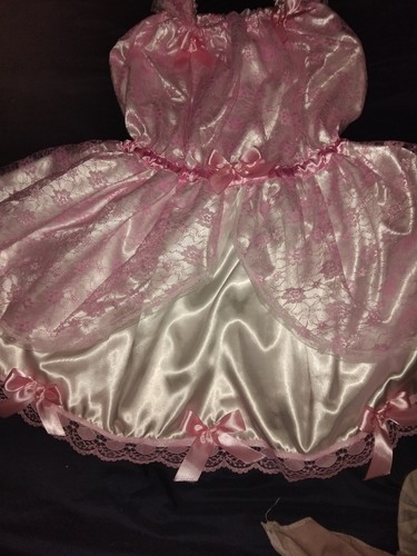 Abdl sissy white satin pink - ,