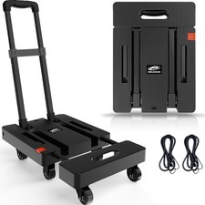 Folding Hand Truck 230KG Portable Dolly 6 Wheel Trolley Black SOLEJAZZ