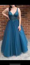 Tiffanys Deveraux Peacock Green/teal Prom Dress size 6