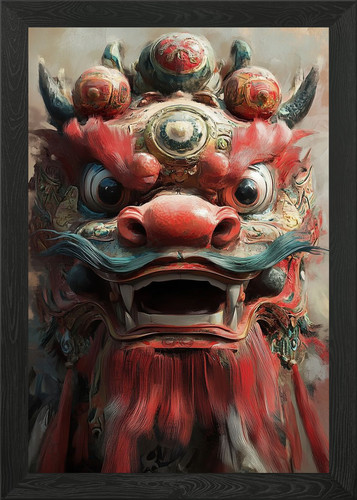 Chinese dragon mask - chinese, framed