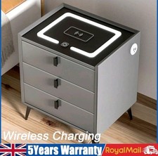 OYAJIA Smart 3 Drawers Bedside Table With Wireless Charging Bedside Cabinet