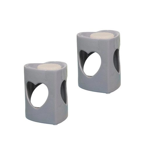 Grey heart tea light - grey,