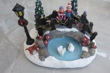 KONSTSMIDE FIBRE OPTIC BRIDGE OVER POND Winter Scene 20 Cm Boxed Christmas