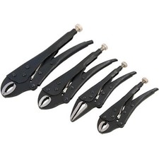 Locking Pliers Mole Vice Grips Adjustable Wrenches 4pc Set Curved & Long Nose